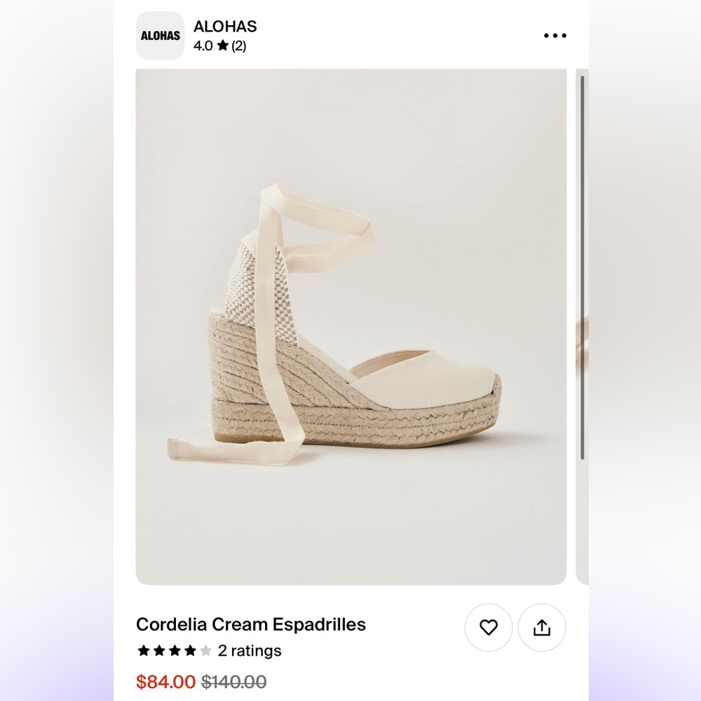 Alohas Espadrille Size 38